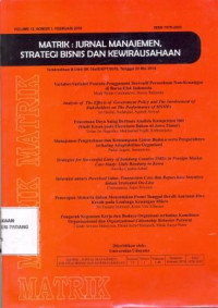 MATRIK : Jurnal Manajemen Strategi Bisnis dan Kewirausahaan