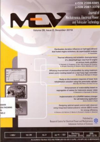 Image of Journal of Mechatronics, Electrical Power, and Vehicular Technology