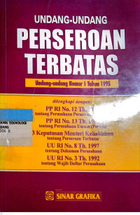 Undang-Undang Pereroan Terbatas : Undang-Undang No.1 tahun 1995