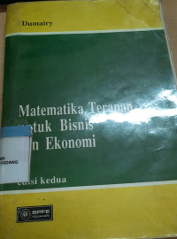 Matematika Terapan Untuk Bisnis Dan Ekonomi