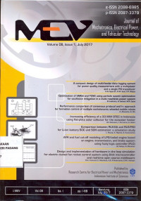 Image of Journal of Mechatronics, Electrical Power, and Vehicular Technology